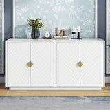 ZNTS TREXM Modern Functional Large Storage Space Sideboard with Wooden Triangular Handles and Adjustable WF318154AAK