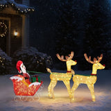 Lighted Reindeer Pulling Sleigh Christmas Decorations, Pre-lit Holiday Decor with270Warm White 72364050