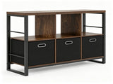 Industrial & Rustic Storage Cabinet, 3 Open Shelves & 3 Foldable Fabric Drawers Console Table, 38184093