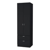 Black 2-Door 2-Drawer Wardrobe B062P205245