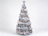 7FT Pre-Lit Snow Flocked Pop Up Christmas Tree with 180 Warm White LED Lights, Decorated with Star 62051847