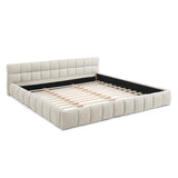 King size Upholstered Bed Frame Thick Fabric, Chenille Fabric Grounded Queen Size Platform Bed W487P246689