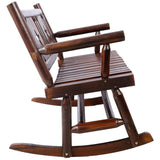 Outdoor Wood Rocking Bench Carbonized Double Rocking Chair for 2 Persons with Wide Curved Seat, 14975377