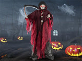 Halloween 8ft Sound-Activated Grim Reaper - Flashing Red Eyes, Scary Sounds, Adjustable Arms, 47758798