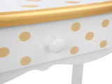 Three Fold Mirror Single Drawing Curved Foot Children Dressing Table Yellow Dots 13820391
