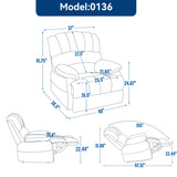 ZNTS Large Manual Recliner Chair in Fabric for Living Room, Grey W1803P191938