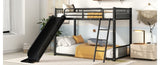 Metal Bunk Bed with Slide, Twin over Twin, Black MF285671AAB