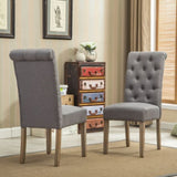 Habit Solid Wood Tufted Parsons Dining Chair, Set of 2, Grey T2574P164543
