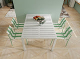 4-Pack Modern Striped Color Block Chairs - Waterproof PP Seat & Sturdy Metal Legs, Indoor/Outdoor W3450P322875