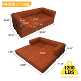 Convertible Sleeper Sofa Bed with Cylindrical Pillow, Corduroy Folding Mattress Couch with W1960P281949