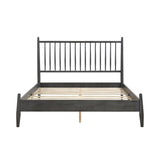 Mid-Century Modern Design Queen Platform Bed 1pc Gray Finish Wooden Bedroom Furniture Vertical Slats B011P211338