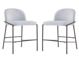 Galen Indoor Metal Upholstered Barstool, Antique Bronze Finish Frame with Gray Fabric, Set of 2 N775P290453G