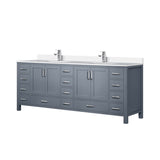 Dark Grey Double Bath Vanity 84 in. W x 22 in. D, White Quartz Top, and Faucet Set B2731P259153