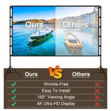 120" Portable Projector Screen with Stand, Foldable & Anti-Crease, HD 4K Movie Screen for 23231716