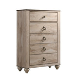Imerland Contemporary Patched Wood Top 5-drawer Chest, White Wash Finish T2574P198406