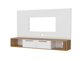 White and Natural Oak Entertainment Center Multistorage and Cable Management B062P290235