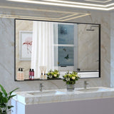 60"x40" Oversized Modern Rectangle Bathroom Mirror with Black Frame Decorative Large Wall Mirrors W708140631