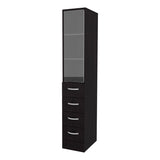 Pion Bathroom Linen Cabinet with Glass Door and Drawers, Wengue B128P287528