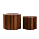 Round Wood Coffee Table for Living Room for Small Space Apartment and No Need Assembly W3081P255021