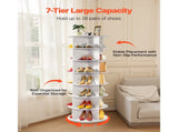 7-Tier Rotating Shoe Rack, 63.8" Shoe Organizer, Freestanding Shoe Organizer for Bedroom, Living 96839424