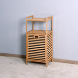 Bathroom Laundry Basket Bamboo Storage Basket with 2-tier Shelf 17.32 x 13 x 37.8 inch W40934117