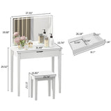 ZNTS Vanity Desk Set With Mirror For Makeup, Makeup Table With 1 Drawer Storage Cosmetics, Vanity W760P206124