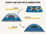 4 Person Waterproof Camping Tent with Rainfly, Easy Setup Dome Tent with Mesh Windows & Skylights, 59524485