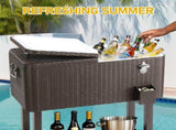 80QT Rattan Square Legs Cooler with Shelf 93465021