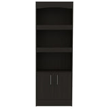 Simma Bookcase, Metal Hardware, Three Shelves, Double Door Cabinet -Black B20091981