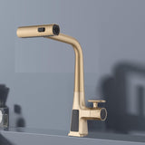 Brushed Gold Waterfall Kitchen Faucet with Temperature Display, Single Handle Kitchen Faucet with W1217P146518