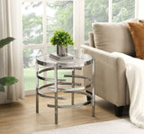 ZNTS Modern Round End Table with Sintered Stone Top, Chrome/ Silver End Table for Living Room 20.67''W x W1071P144272