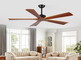 52 Inch Ceiling Fans and Remote, Wood Indoor Outdoor Ceiling Fan for Patios Living Room Bedroom 5 W2878P333280