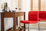 Swivel Faux Leather Adjustable Hydraulic Bar Stool, Set of 2, Red T2574P164842