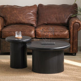 Modern Round Coffee Table Set Dual Table Combination with Unique Fluted Table Leg Design, Stylish W2729P199131