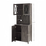 Farmhouse Bar Cabinet for Liquor and Glasses, Dining Room Kitchen Cabinet with Wine Rack, Sideboards W2275P148520
