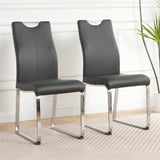 Modern Charcoal PU dining chair, cloth upholstered chair, electroplated metal chair legs, suitable W210P224289