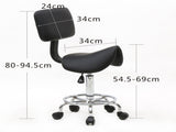 Saddle Shape Adjustable Salon Stool with Back Black 77528035