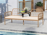 2-Person Outdoor PE Rattan Loveseat with Tempered Glass Coffee Table, 800 LBS Seat Capacity for 29916587