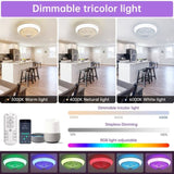 15 Inch RGB Dimmable Led Enclosed Ceiling Fan with Light Modern Bladeless 6 Speed Remote Control for W934P262269