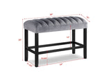 1pc Gray Black Counter Height Bench Dining Room Velvet Fabric Upholstery Kitchen Dining Wooden B011P261189