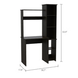 ZNTS Black Wengue 6-Shelf Writing Desk with Built-in Bookcase B06280294