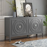TREXM Retro Sideboard door with Circular Groove Design Round Metal Door Handle for Entrance, Dinning WF307723AAE