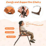 4 Pieces Folding Kids Table and Chair Set with Height Adjustable Sun Umbrella - Brown 18420047