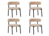 Medieval modern dining chair set, 4 pieces, round seat cushions, black metal legs, curved back 45820409