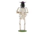 Halloween Skeleton Guitar Yard Decoration, 61.8 Inch Metal Skeleton Statue with Purple Hat and Bow N769P511208G