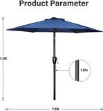 ZNTS Simple Deluxe 7.5' Patio Outdoor Table Market Yard Umbrella with Push Button Tilt/Crank, 6 Sturdy 91717536