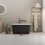 49'' Acrylic Freestanding Soaking Bathtub, Square-shape Japanese Soaking Hot Tub with Chrome W1573P210469