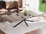 55.11"-70.86"Retro Rectangular Stretch Dining Table, Grey Carole Top With Same Color Embossed Center W757P437309