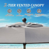 Rectangle Patio Umbrella with Crank Lift and Tilt Function W1859P320959