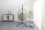 Outdoor egg-shaped hanging chair with stand, patio wicker swing egg-shaped indoor rocking W2500P288868